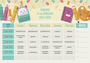 Horario 4º de primaria