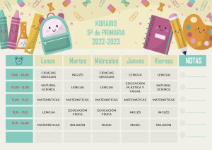 Horario 5º de primaria
