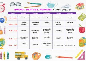 HORARIO DE CLASES 2023-24 PRI 4º