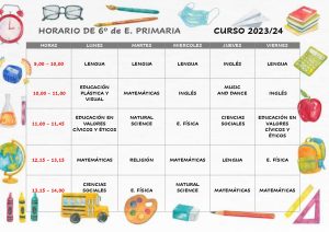 HORARIO DE CLASES 2023-24 PRI 6º