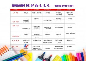 HORARIO DE CLASES 2023-24 eso 3